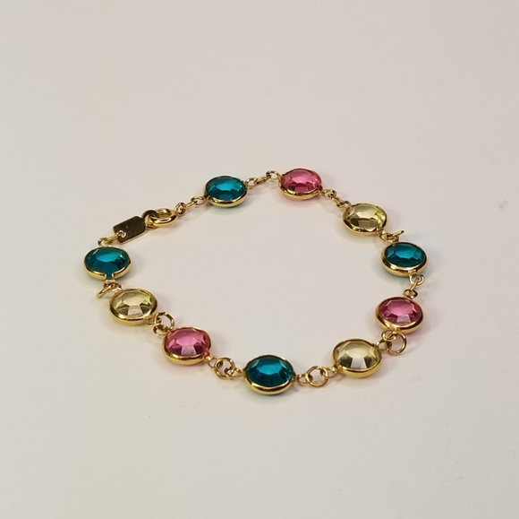 SWAROVSKI MULTICOLORED CRYTALS GOLD TONE BRACELET - Picture 5 of 9